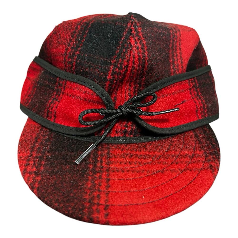 Stormy Kromer 7 M/L Rancher Red Buffalo Plaid Wool Insulated Trapper Hat USA
